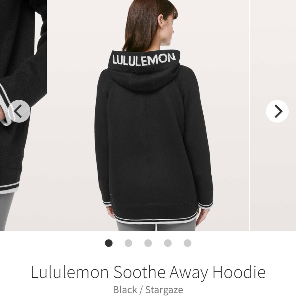 Rare Lululemon Soothe Away sweater Hoodie- size 4. Black with white accents.